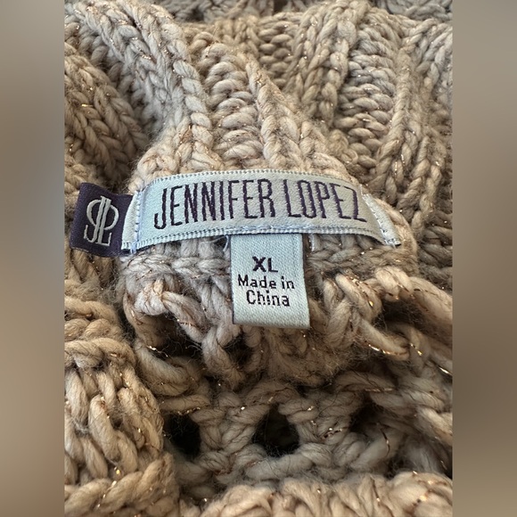 JLo Jennifer Lopez Cowl Neck Sweater | Dusty Rose & Gold Sparkle | Size XL - Picture 5 of 9
